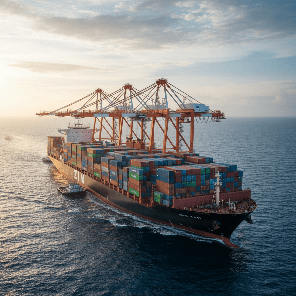 ZIM vessel operation with 3 gantry cranes