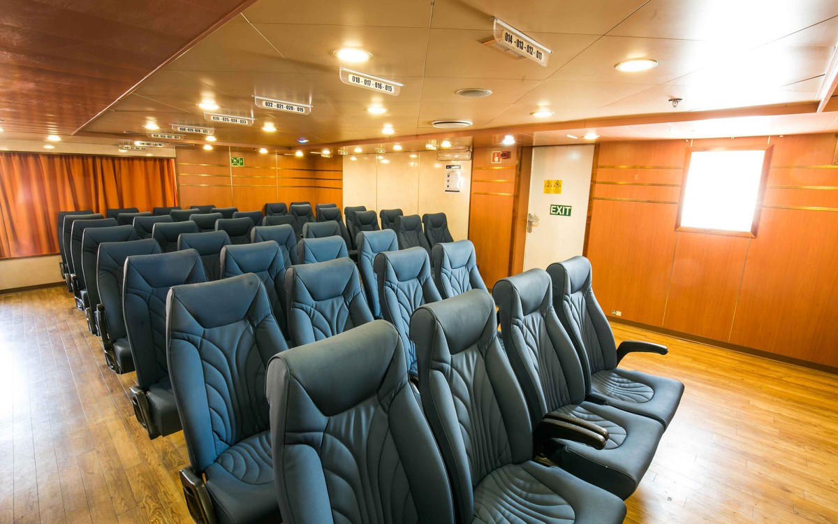 Airline-style reclining seats onboard the AF Marina Cyprus–Greece passenger ferry