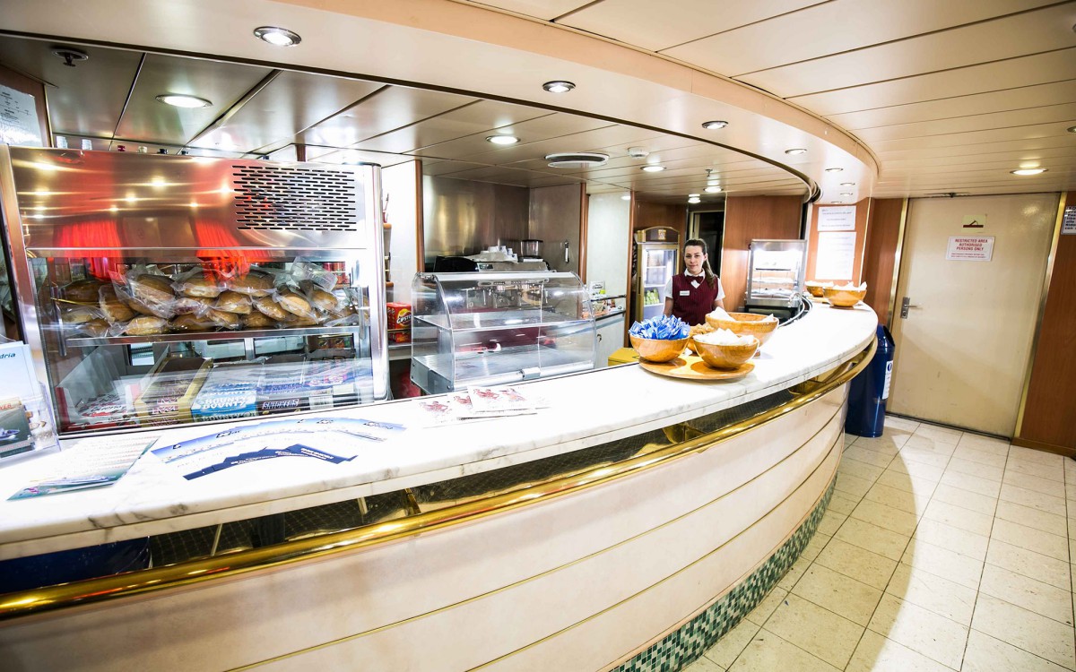 Main bar counter on the AF Marina passenger ferry between Cyprus and Greece