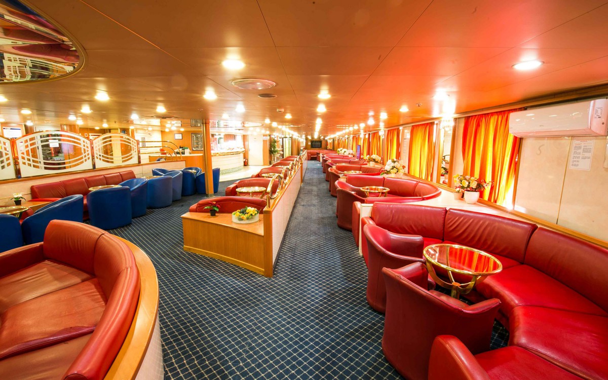 Onboard café and restaurant on the AF Marina Limassol–Piraeus ferry