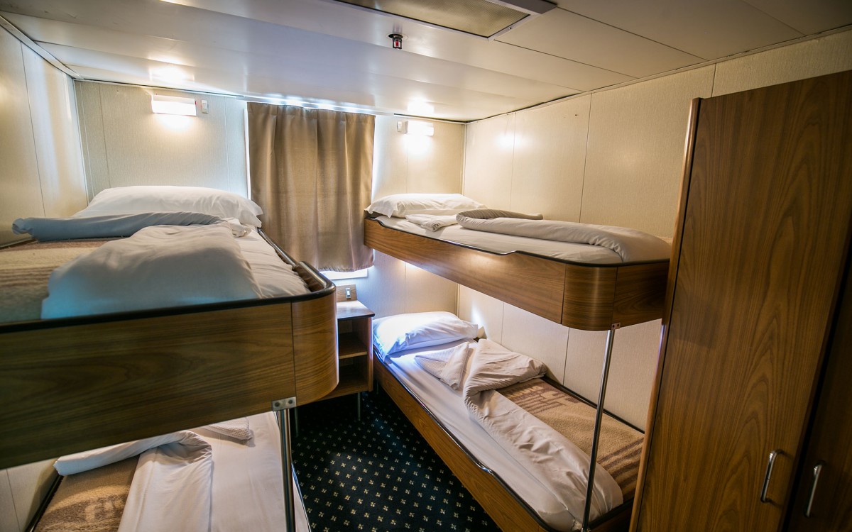Quadruple cabin with four single berths aboard AF Marina, Limassol to Piraeus ferry